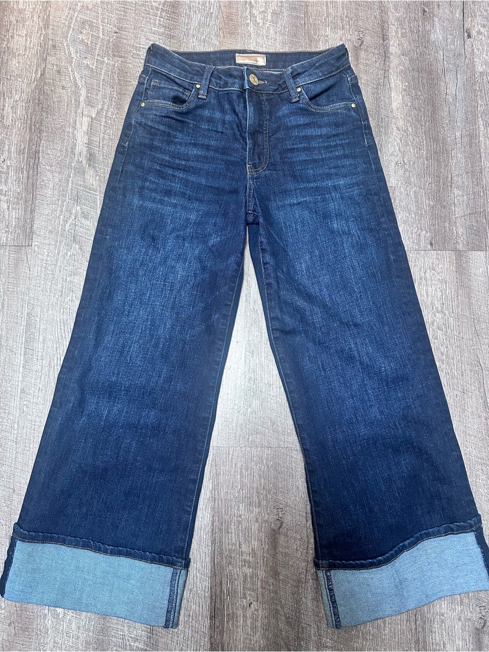 Kut from the Kloth Indigo Wide Leg Jeans with Rolled Hem